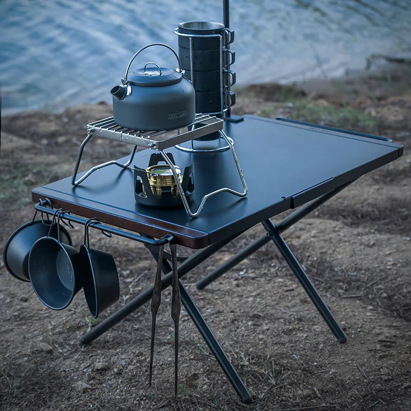 Portable Folding Outdoor Camping Table - Steel Plate, Ideal for Picnics, Barbecues, Climbing, and Fishing - Image 10